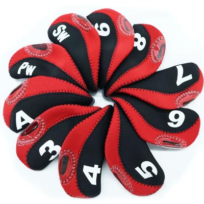 China Fashional Factory Directly 10pcs /set Neoprene Window Golf Head Covers Set Headcover For Golf Iron for sale