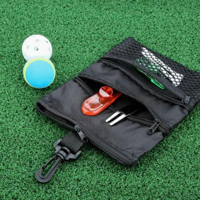 China Hot Sales Team Golf Ball Sports Pocket Bag Mesh Organizer Clip Hook Holder Zipper Storage For Golf Travel Outdoor Training Bag for sale