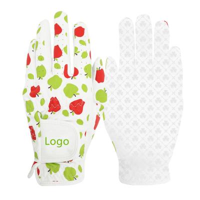 China Solf And Durable Hot Sales Wholesale Logo Women Golf Gloves Leather Custom Made Left Hand Fit Right Handed Golfer All Weather Durable Grip for sale