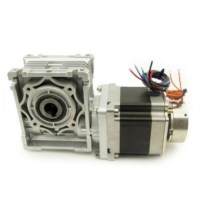 China NEMA34 Worm Geared Stepper Motor With Brake 3.3Nm/4.5Nm/8.5Nm/12Nm Step Worm Reducer 5:1/7.5:1/10:1/15:1/20:1 /25:1/80:1/100:1 NEMA34 worm gear stepper motor with brake for sale