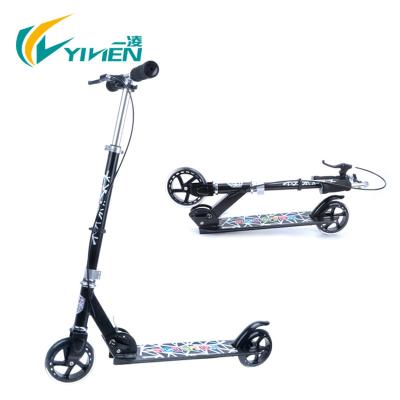 China New PU Two Wheel Aluminum Foldable Kick Scooter With Hand Brake for sale