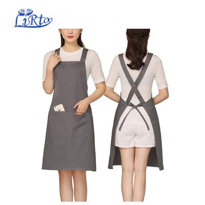 China Adjustable Kitchen Cleaning Apron with 2 Pockets Cotton for Women, Chef, Waitress, Hair Stylist for sale