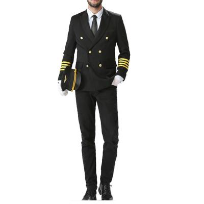 China High Quality Fancy Airline Uniform Costume Captain Suit Aviator Suit Polyester Mens Airline Pilot Costume for sale