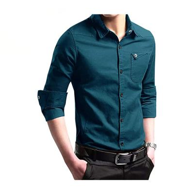 China Customization Anti-pilling Mens Classic Long Sleeve Button Down Block 100%cotton Dress Shirt for sale