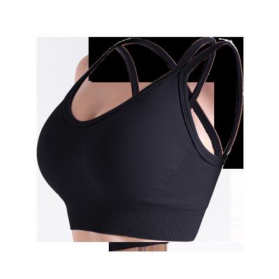 China Breathable Women Aplet Sports Bra Gym Sporty Fitness Apparel Padded Sexy Stretch Four High Shoulder Strap And With Removable Cups for sale