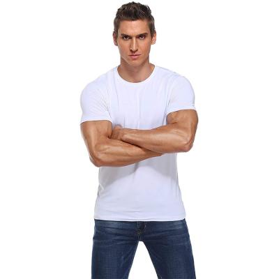 China QUICK DRY Men's Bamboo Crew Neck Short Sleeve Stitches T Shirts Slim Fit Anti-Wrinkle Breathable Knitwear For Men for sale