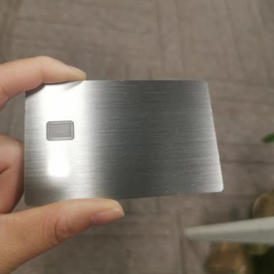 China Vietnam Silver Brushed Metal Credit Card Blank Stainless Steel Magnetic Metal SLE4442 Card for sale