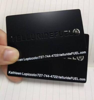 China Top-grade restaurant metal discount card black metal cheap logo engraved card sandblashing supplier for sale