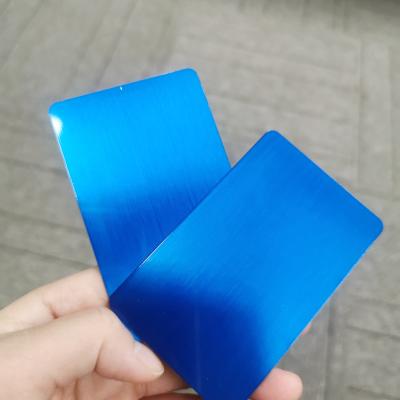 China Wholesale custom blank business card waterproof/waterproof stainless steel metal credit business card with blue brushed surface for sale