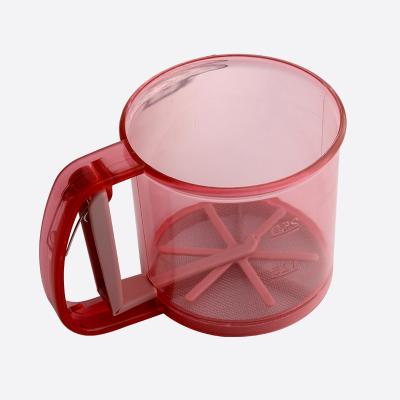 China Disposable Plastic Cheap Single Layer Clear Mesh Flour Sifter Fine Sieve Hand Squeeze Powdered Sugar Sifters for sale