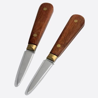 China Viable Professional High Quality Oyster Shelling Knife Oyster Opener Seafood Tools With Non Slip Wooden Handle for sale