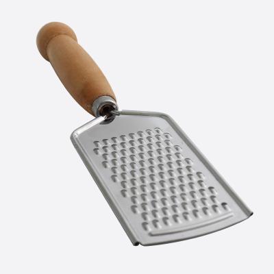 China 2022 Sustainable Universal Stainless Steel Cheese Grater Chocolate Butter Grater Lemon Zester With Wooden Handle for sale