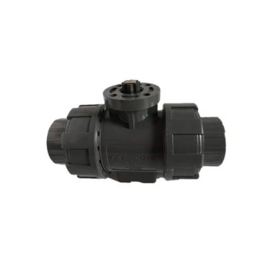 China Genuine ISO5211 Plate General Double Rack Price Bottom Factory Union PVC PPH 2 Way Ball Valve for sale