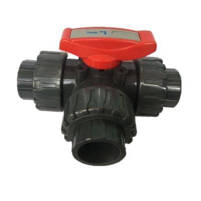 China General 12 Years Factory Wholesale Price PN16 PTFE Seat PVC PPH Full Handle Three Way Left Ball Valves for sale