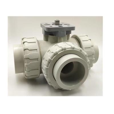 China General Mounting Bracket ISO5211 F03 04 05 07 Three Way Ball Valve Weld Solvent Ends PPH for sale