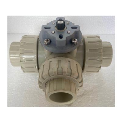 China General Easy Connect Mounting Bracket ISO5211 Electric Motorized PVC PPH 3 Way Pneumatic Ball Valve for sale