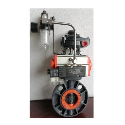 China General Quality UPVC PPH Durable Pneumatic Single Acting Butterfly Valve Solenoid Valve Air Filter Normal Close Limit Switch for sale