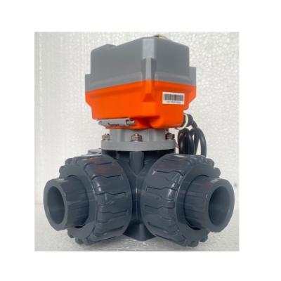 China Used As Electric Motorized Diverter Valves AC220V DC24V Liner Actuator UPVC 3 Way Ball Valve for sale