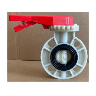 China General ATA Mini 2 Inch FRPP Handle Lever Wafer Acid Plastic Butterfly Valve for sale