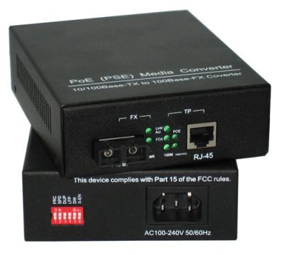 China 10M / 100M Power Over Ethernet PSE Media Converter Built In AC / DC Power Supply for sale