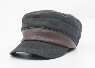 China Fashion Men Blank Cotton Military Cap With Leather , Army Twill Cap for sale