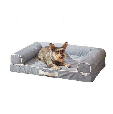 China 2022 Modern Washable Removable Cover Dog Bed Sofa Handle Orthopedic Foam Bolster Cooling Small Big Designer Luxury Dog Bed for sale