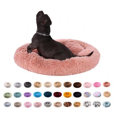 China New Winter Plush Winter Travel Dog Beds Round Pet Nest Waterproof Cat House Mat Waterproof Faux Fur Pet Products Dual Use Accessories for sale