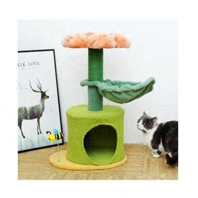 China 2022 China Manufacture Fashion New High Quality Sustainable Luxury Wooden Scratch Flower Growing Pet Cat Tree House Toys For Cats for sale