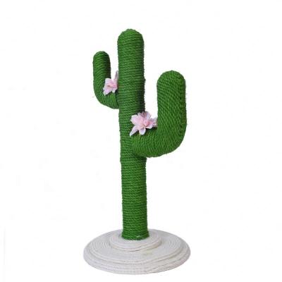 China Customized Viable Green Canvas Cactus Rope Cat Scratcher Tree House for sale