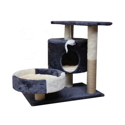 China High Quality Plush Stocked Cat Tree House Cat Tower Cat Scratch Posts with Mouse Toy for sale