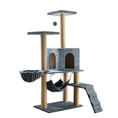 China 2021 Wholesale Hot Sale Large Cat Scratcher Tree House Furniture Kittens Multilevel Wooden Activity Tower for sale