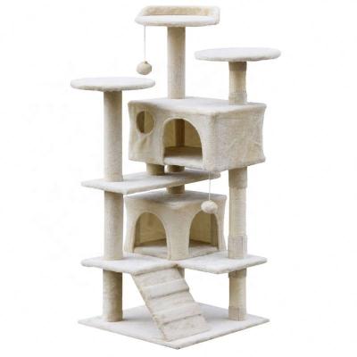 China Luxury High Quality Cat Condo Wood Cat Furniture Sleep Scratcher Cat Tree for sale