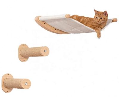 China Viable Cat Hammock Wall Mounted Cat Shelf with Two Steps Cat Wall Shelves and Perches for Sleeping, for sale