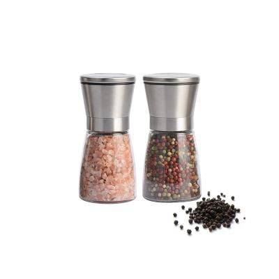 China Viable Wholesale Manual Factory Sale Stainless Steel Adjustable Salt and Pepper Grinder Set With 160ml for sale