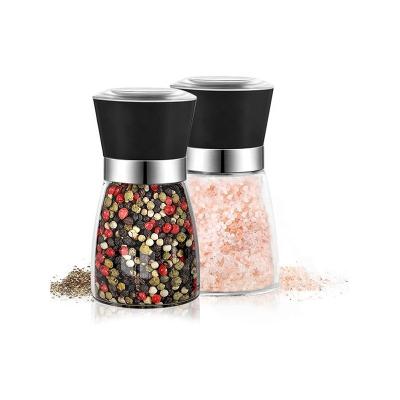 China Viable plastic glass manual grinder Salt and pepper set factory direct sale for sale