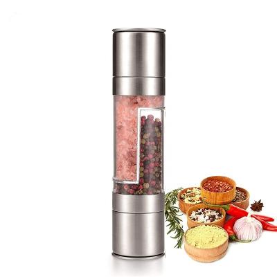 China Amazon Sustainable Hot Sale Manual Stainless Steel Salt and Pepper Grinder 2 IN 1 for sale