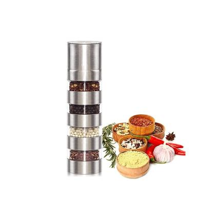 China Factory direct sale viable Detachable 4 in 1 Adjustable Stainless Steel Spice Grinder With Adjustable Coarseness for sale