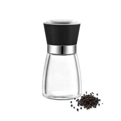 China Viable Plastic Glass Manual Grinder Factory Direct Sale Salt and Pepper Set, Low MOQ Salt and Pepper Mills for sale