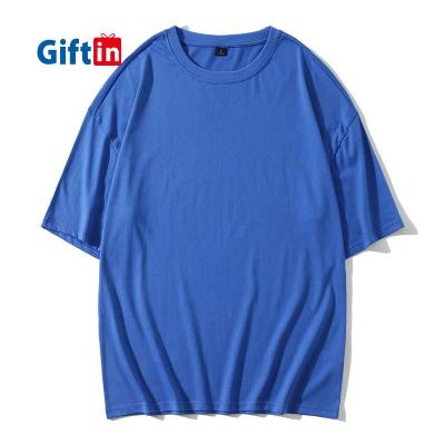 China Anti-wrinkle cotton dropped shoulder round neck shorts sleeve 210Gsm men's organic unisex summer sports heavy T-shirt for sale