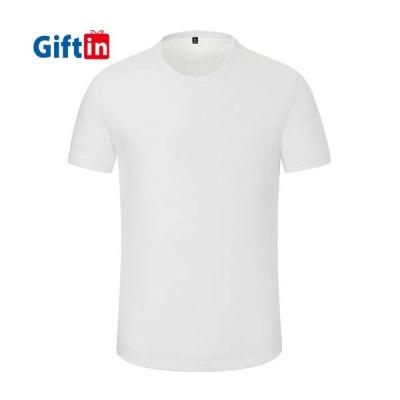 China Anti-Wrinkle Cotton Round Neck Fabric Summer Tops Mens White Custom Printing 100% Short Sleeve Unisex Plain T-Shirt for sale