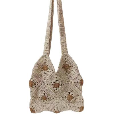 China Factory wholesale hot sale design eco-friendly Niyang handbags tote bag summer women beach travel flower handmade crochet cotton knit bags for sale