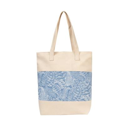 China 2020 NY Wholesale High Quality Beige Reusable Garden Foldable Custom Shopping Bags with Logo Canvas Girl's School Cute Blue Shopping Bags for sale