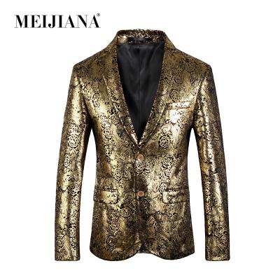 China MEIJIANA Fashion Mens Blazer Gold Suits Men's Slim Fit Prom Party Tuxedo Performance Suit Wedding Anti-Shrink Suit for sale