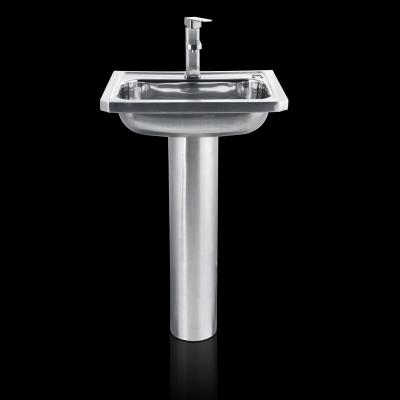 China Modern Sanitary Ware Pedestal Hand Wash Basin Stainless Steel Floor Standing Hand Wash Basin Sink for sale