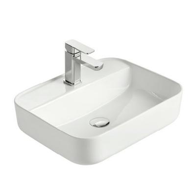 China HY-8041 Rectangle Shape Basin Table Top Counter Easy Clean Wash Basin With Connection Hole for sale