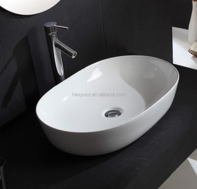 China HY8056 Modern Ceramic Oval Basin With Slim Edge Bathroom Part Wash Hand Basin for sale