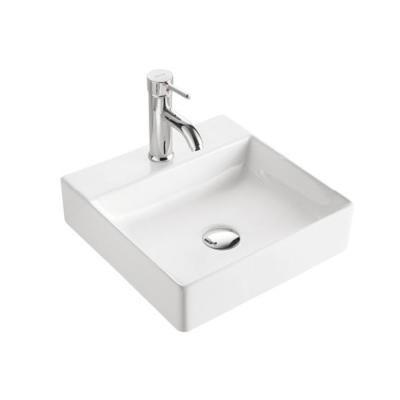 China Single  faucet HY8146 handmade square bathroom sink ceramic for countertop for sale