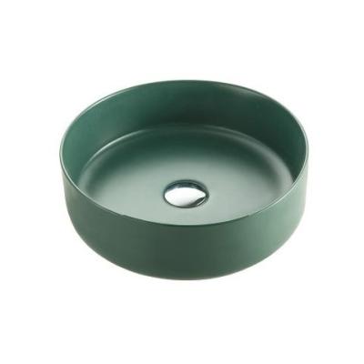 China Green Color HY8070AYL3 Easy Clean Surface Round Shape Countertop Ceramic Hand Wash Basins for sale