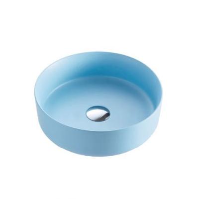 China Factory supply easy clean matte blue color ceramic hand basin HY8070YB hand basin sink for sale