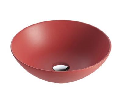 China HY-8002-6 Red Color Easy Clean Round Design Bathroom Ceramic Hand Wash Basin for sale